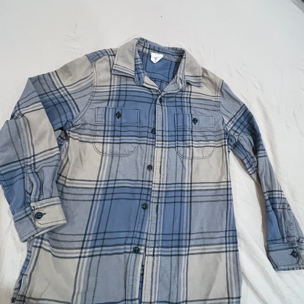 GAP Kids Blue and Gray Checkered Shirt